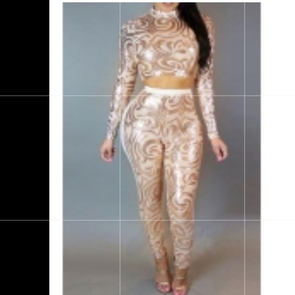 Sexy long sleeve Sparkly 2pc Set